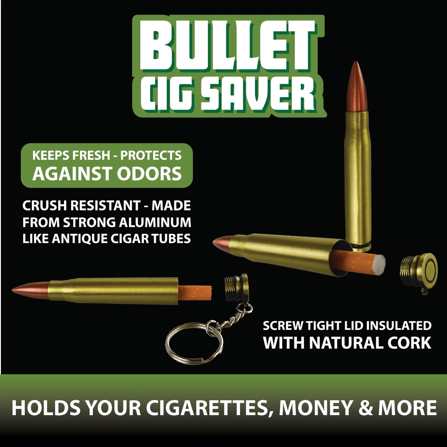 Smokezilla - Metal Bullet Cigarette Saver Key Chain- 12 Pieces