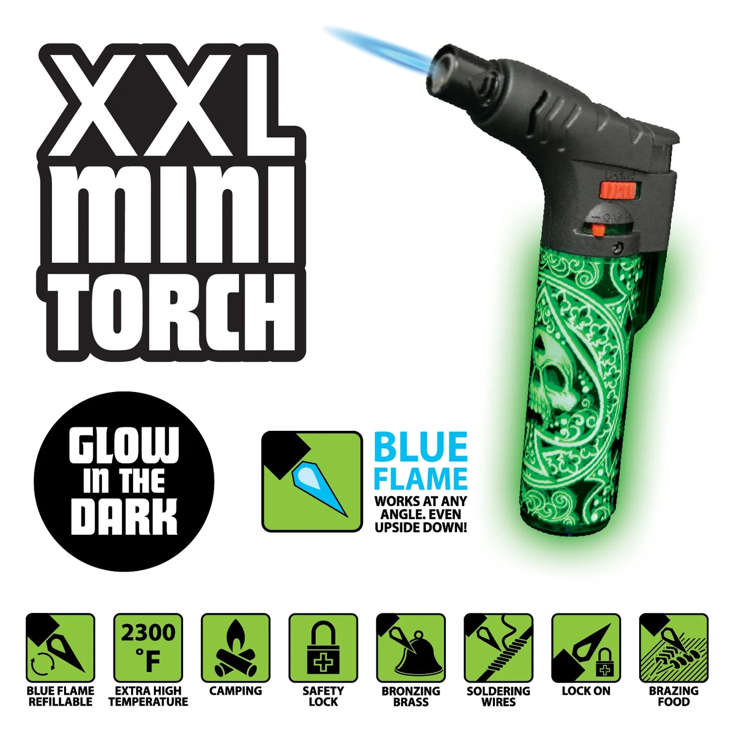 Smokezilla - Glow In The Dark XXL Thin Torch Lighter- 8 Pieces