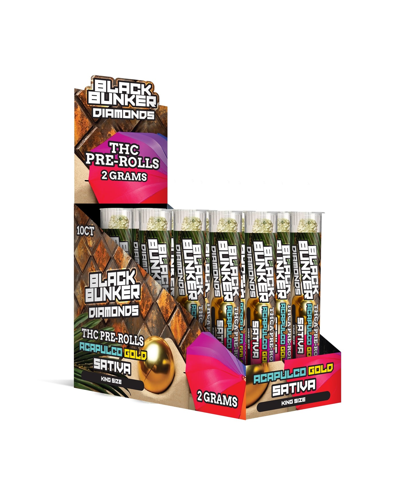 Black Bunker Diamonds THC Pre-Rolls King Size 2G, 10CT