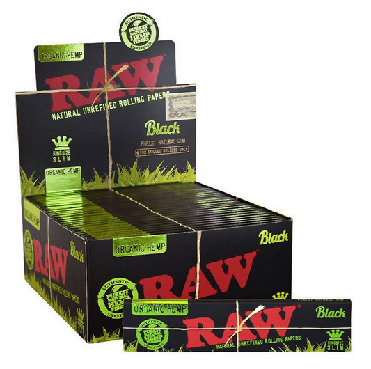 RAW - Black Slow Burning Organic Hemp Papers King Size Slim