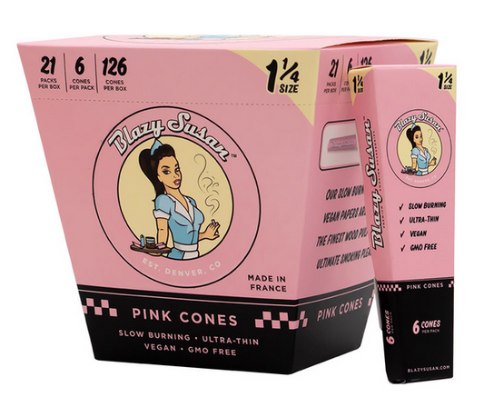 Blazy Susan - Pink Pre Rolled Cones / 21 Packs per Box, 6 Cones per Box