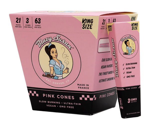 Blazy Susan - King Size Pink Pre Rolled Cones