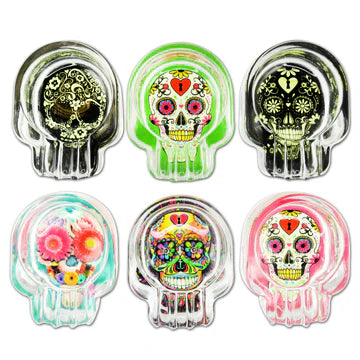 Glow Sugar Skull Glass Ashtray 6 Display