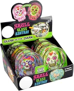 Glow Sugar Skull Glass Ashtray 6 Display